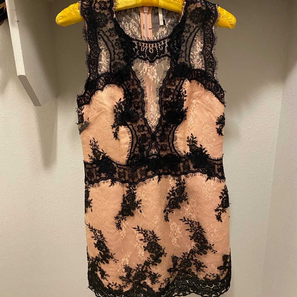Top Shop Black and Cream/pink Lace cocktail dress